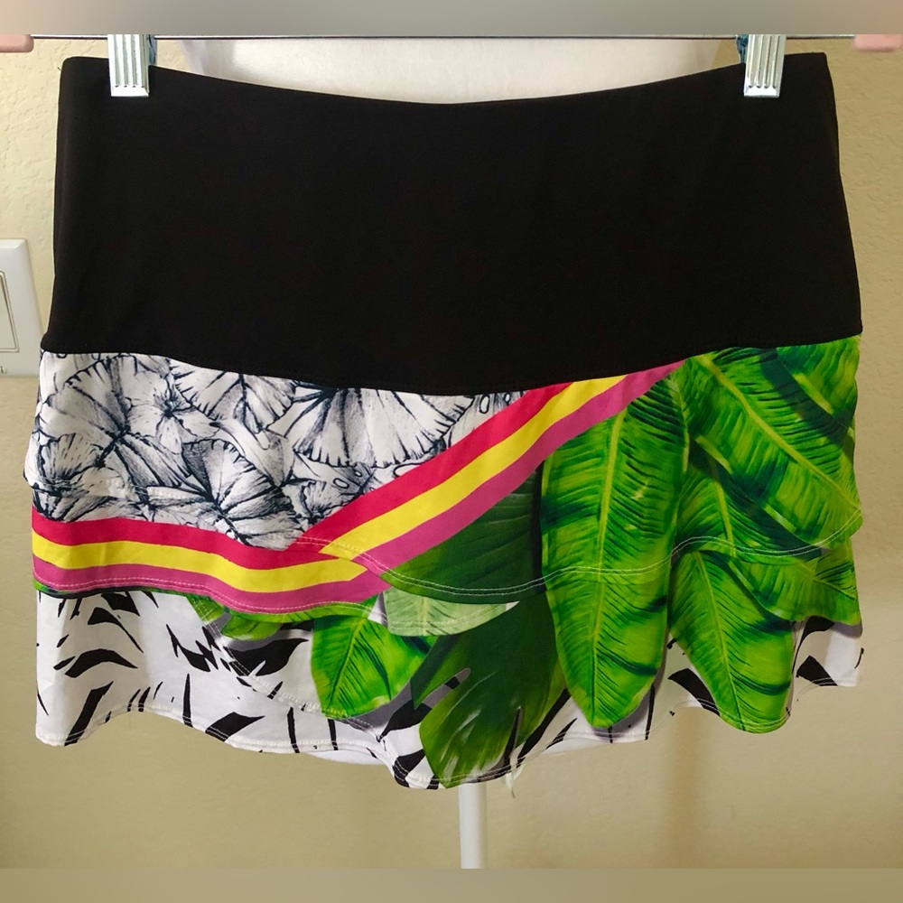Lucky in Love Tropical Print Tennis Skirt With Ruffle Bottom